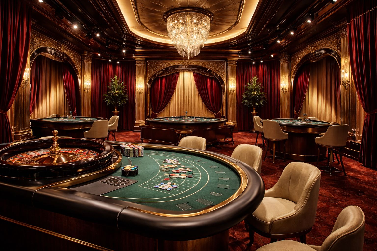 Escena moderna de estudio de casino en vivo con mesas elegantes, configuración de transmisión y atmósfera de juego interactiva presentada para usuarios MELATE.